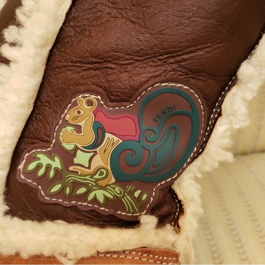 Fendi Brown And Cream Shearling Boots